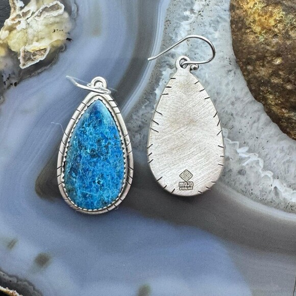 Sterling Southwestern Style Teardrop Shattuckite Dangle Earrings For Women #2 - Picture 7 of 10